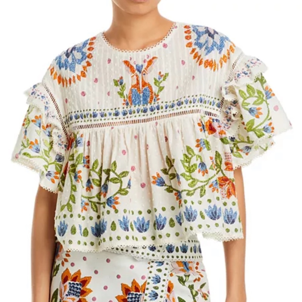 FARM Rio White Summer Garden Blouse